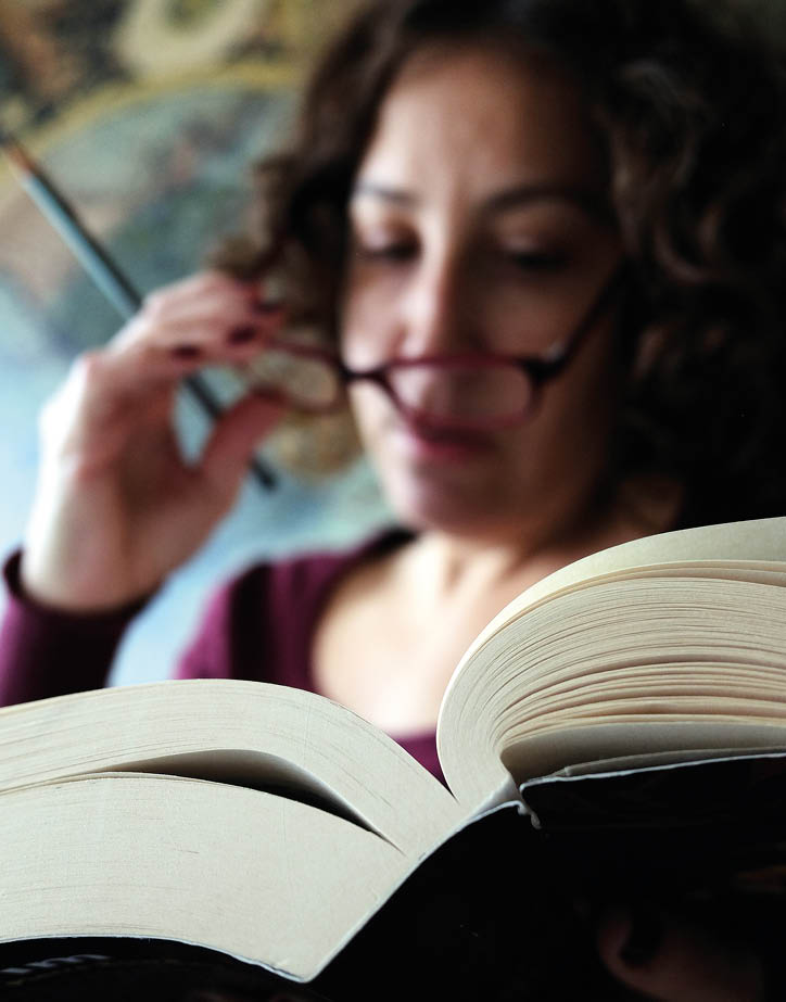 reading and studying at home