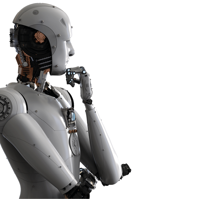 3d rendering android robot thinking on white background