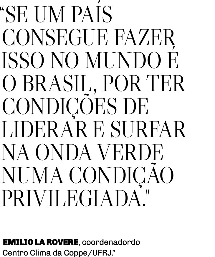  Se um país consegue fazer isso no mundo é o Brasil, por ter condições de liderar e surfar na onda verde numa condiçã   