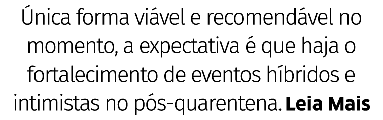  nica forma vi vel e recomend vel no momento, a expectativa   que haja o fortalecimento de eventos h bridos e intimis   