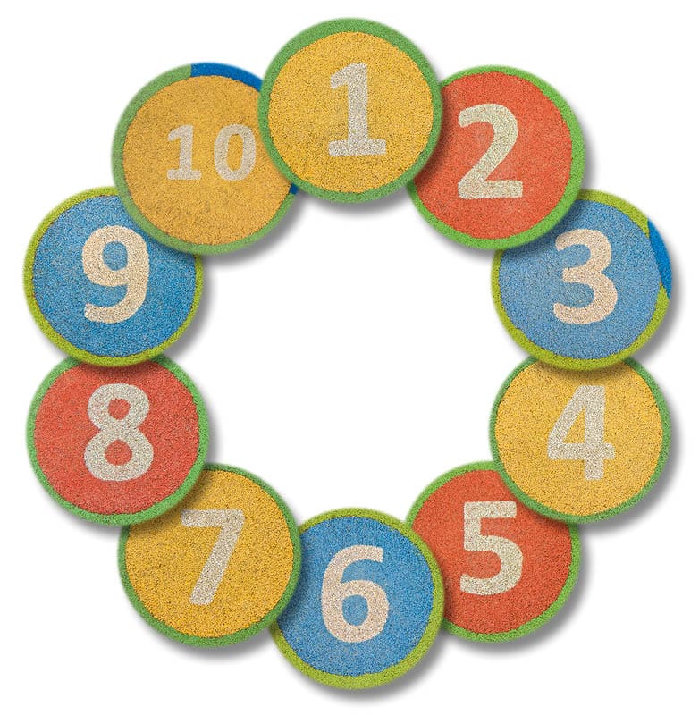 Numbers game from number 1 to number 10 on white background in a circular shape with copy space 