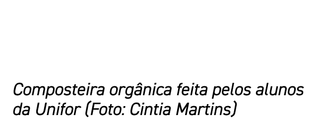 Composteira orgânica feita pelos alunos da Unifor (Foto: Cintia Martins)