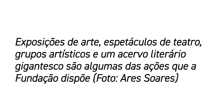 Exposições de arte, espetáculos de teatro, grupos artísticos e um acervo literário gigantesco são algumas das ações q   