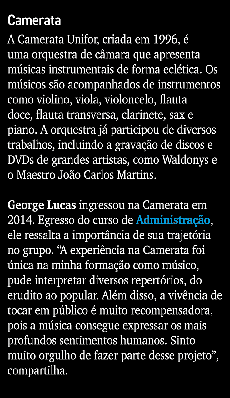 Camerata A Camerata Unifor, criada em 1996,  uma orquestra de c mara que apresenta m sicas instrumentais de forma ec...