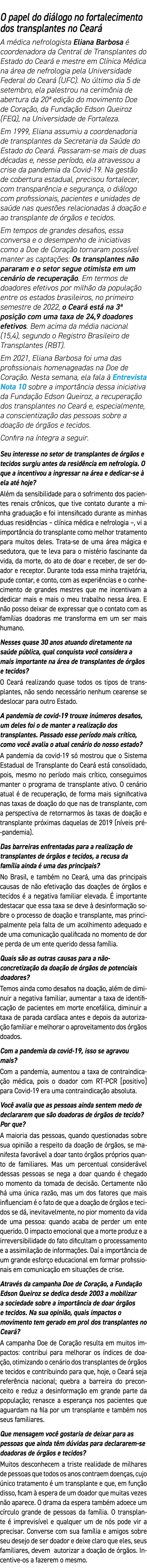 O papel do di logo no fortalecimento dos transplantes no Cear A m dica nefrologista Eliana Barbosa   coordenadora da...