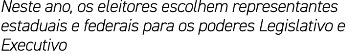 Neste ano, os eleitores escolhem representantes estaduais e federais para os poderes Legislativo e Executivo