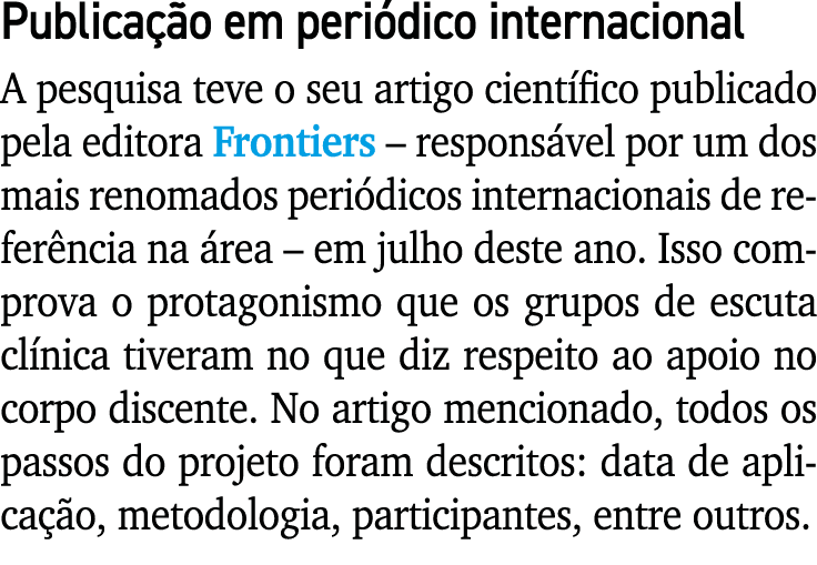 Publica o em peri dico internacional A pesquisa teve o seu artigo cient fico publicado pela editora Frontiers – resp...
