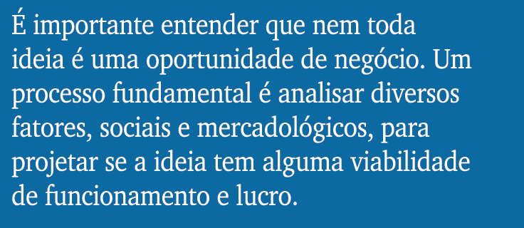  importante entender que nem toda ideia   uma oportunidade de neg cio. Um processo fundamental   analisar diversos f...