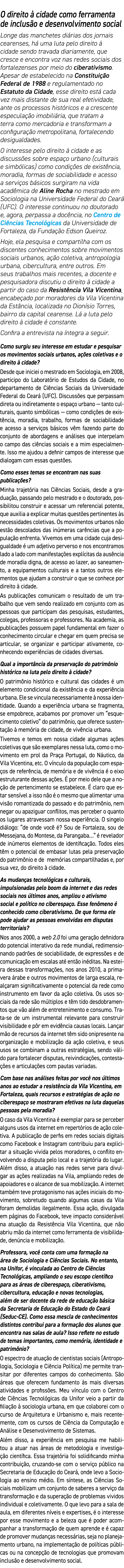 O direito  cidade como ferramenta de inclus o e desenvolvimento social Longe das manchetes di rias dos jornais ceare...