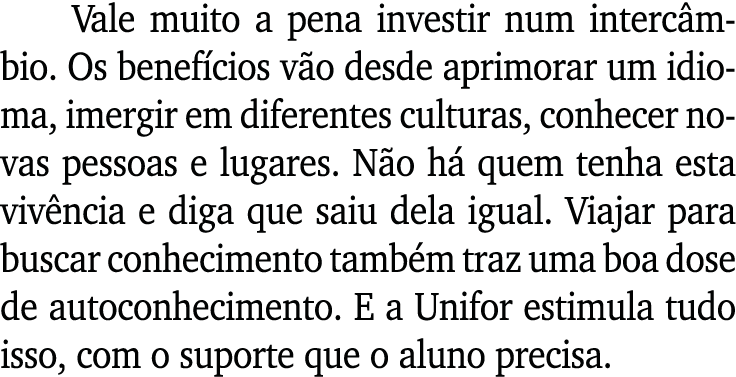 Vale muito a pena investir num interc mbio. Os benef cios v o desde aprimorar um idioma, imergir em diferentes cultur...