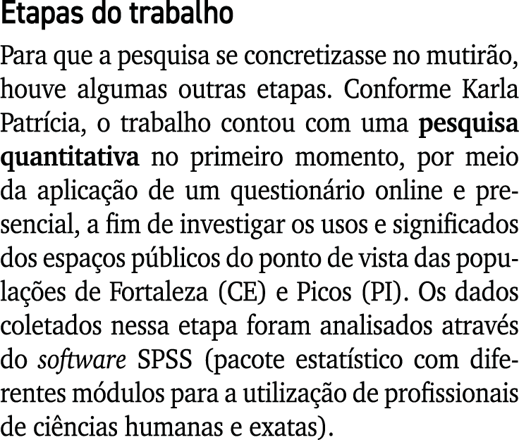 Etapas do trabalho Para que a pesquisa se concretizasse no mutir o, houve algumas outras etapas. Conforme Karla Patr ...