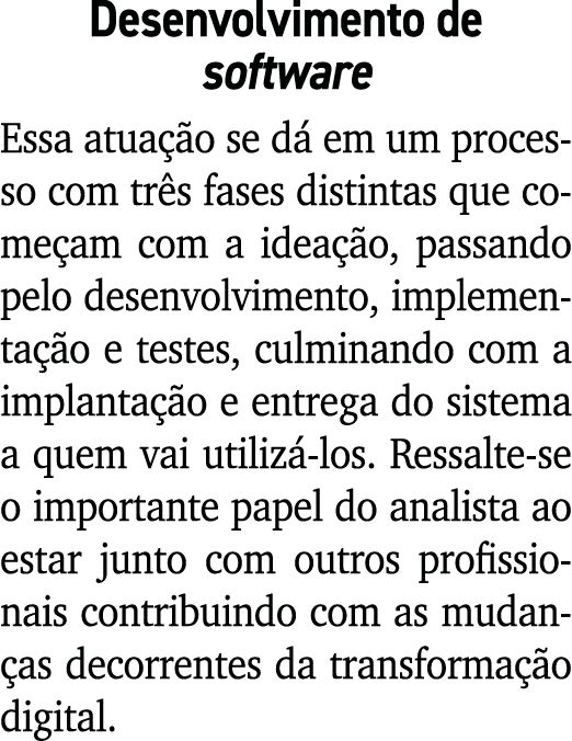 Desenvolvimento de software Essa atua o se d  em um processo com tr s fases distintas que come am com a idea  o, pas...