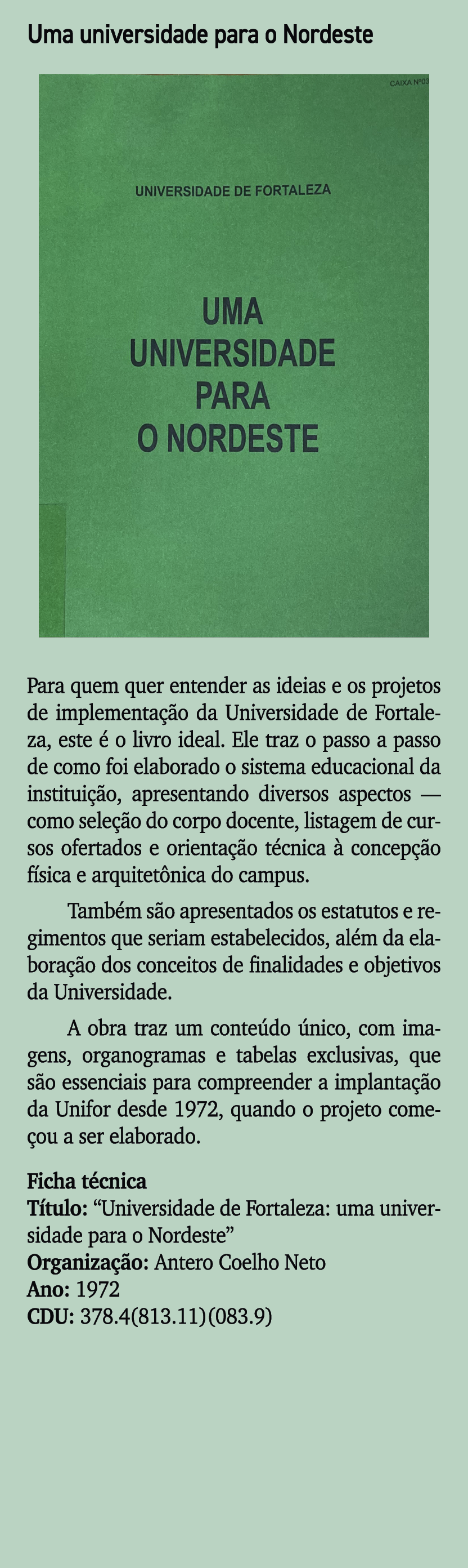 Uma universidade para o Nordeste ￼ Para quem quer entender as ideias e os projetos de implementa o da Universidade d...