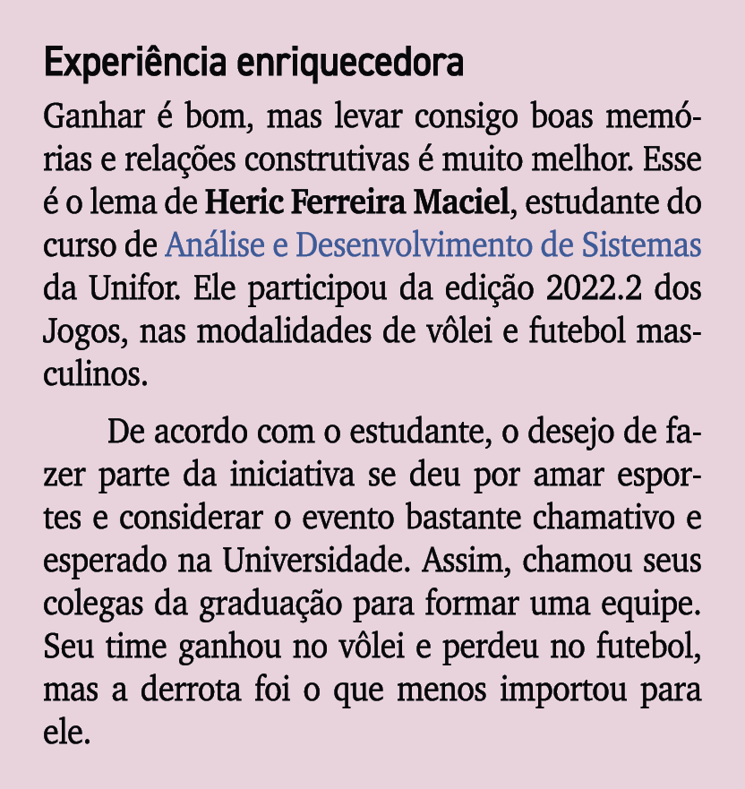 Experi ncia enriquecedora Ganhar  bom, mas levar consigo boas mem rias e rela  es construtivas   muito melhor. Esse ...