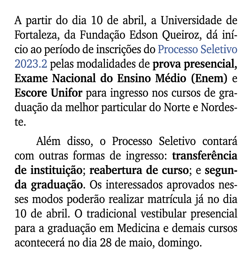 A partir do dia 10 de abril, a Universidade de Fortaleza, da Funda o Edson Queiroz, d  in cio ao per odo de inscri  ...