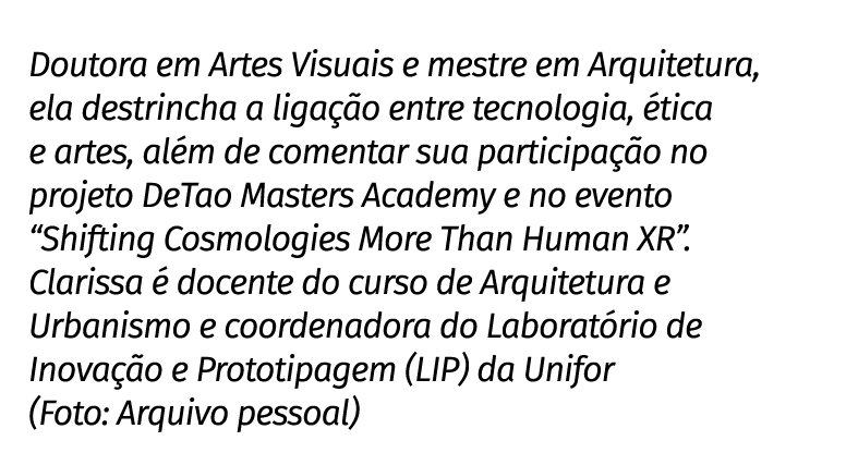 Doutora em Artes Visuais e mestre em Arquitetura, ela destrincha a liga o entre tecnologia,  tica e artes, al m de c...