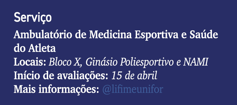 Servi o Ambulat rio de Medicina Esportiva e Sa de do Atleta Locais: Bloco X, Gin sio Poliesportivo e NAMI In cio de a...