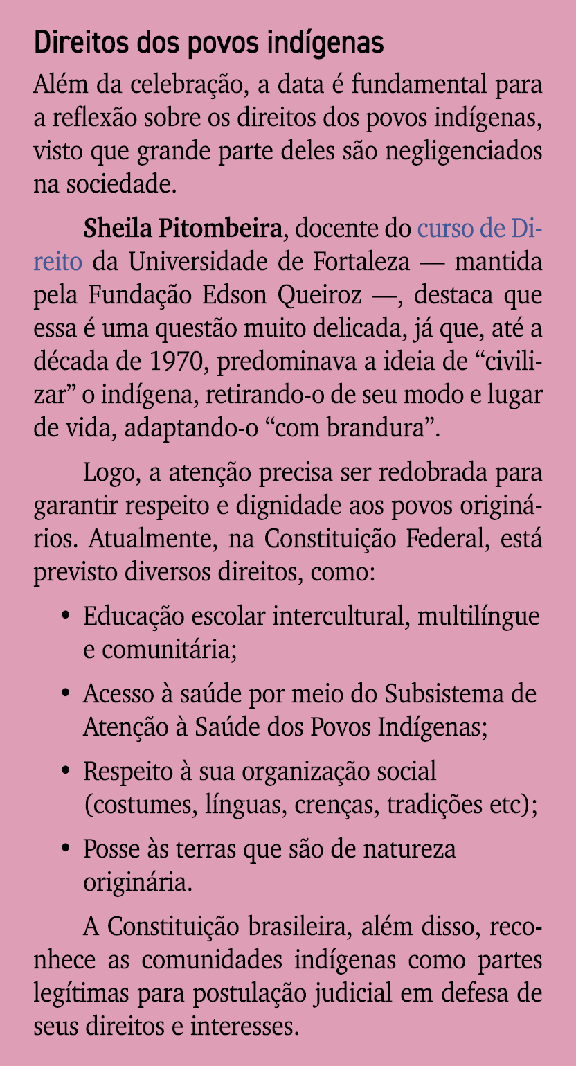 Direitos dos povos ind genas Al m da celebra o, a data   fundamental para a reflex o sobre os direitos dos povos ind...