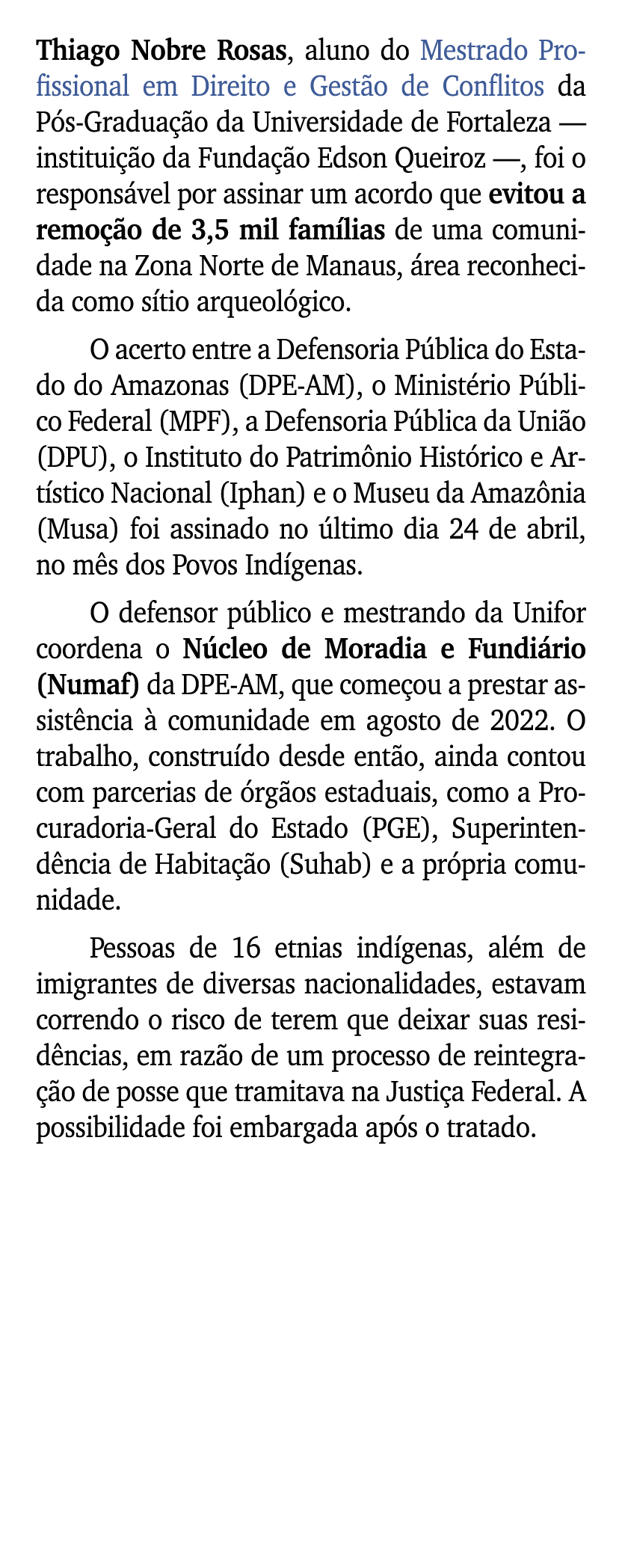 Thiago Nobre Rosas, aluno do Mestrado Profissional em Direito e Gest o de Conflitos da P s Gradua o da Universidade ...