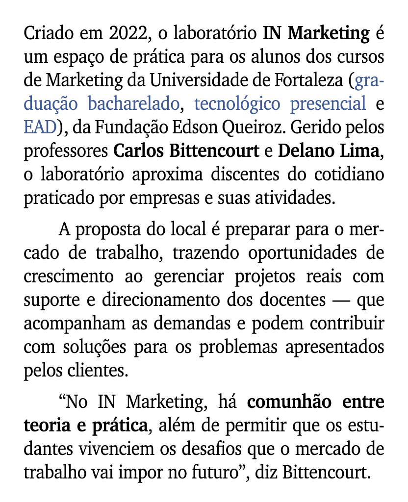 Criado em 2022, o laborat rio IN Marketing  um espa o de pr tica para os alunos dos cursos de Marketing da Universid...
