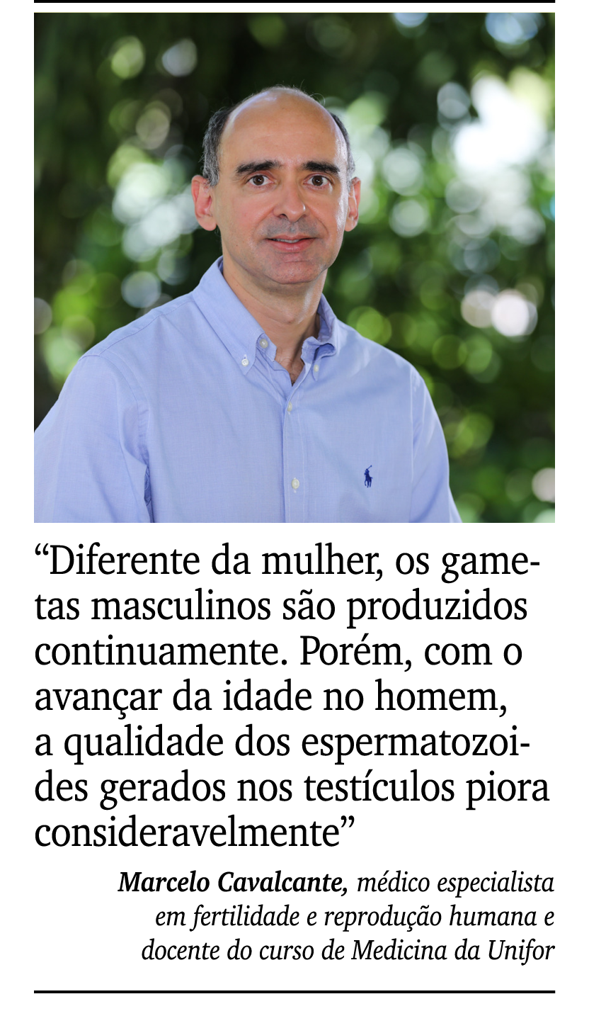 ￼ ￼ “Diferente da mulher, os gametas masculinos s o produzidos continuamente. Por m, com o avan ar da idade no homem,...