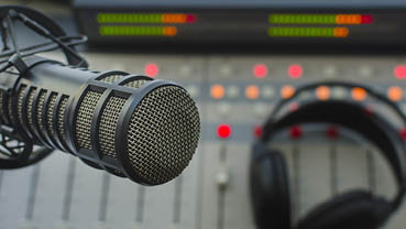 professional microphone in a radio Studio