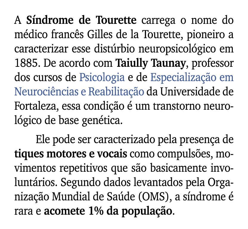A S ndrome de Tourette carrega o nome do m dico franc s Gilles de la Tourette, pioneiro a caracterizar esse dist rbio...