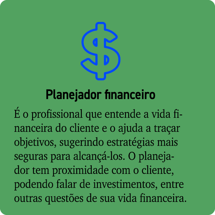  ￼ Planejador financeiro  o profissional que entende a vida financeira do cliente e o ajuda a tra ar objetivos, suge...