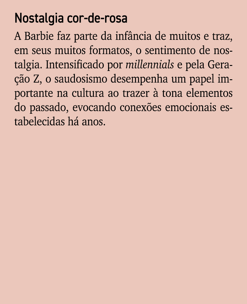 Nostalgia cor de rosa A Barbie faz parte da inf ncia de muitos e traz, em seus muitos formatos, o sentimento de nosta...