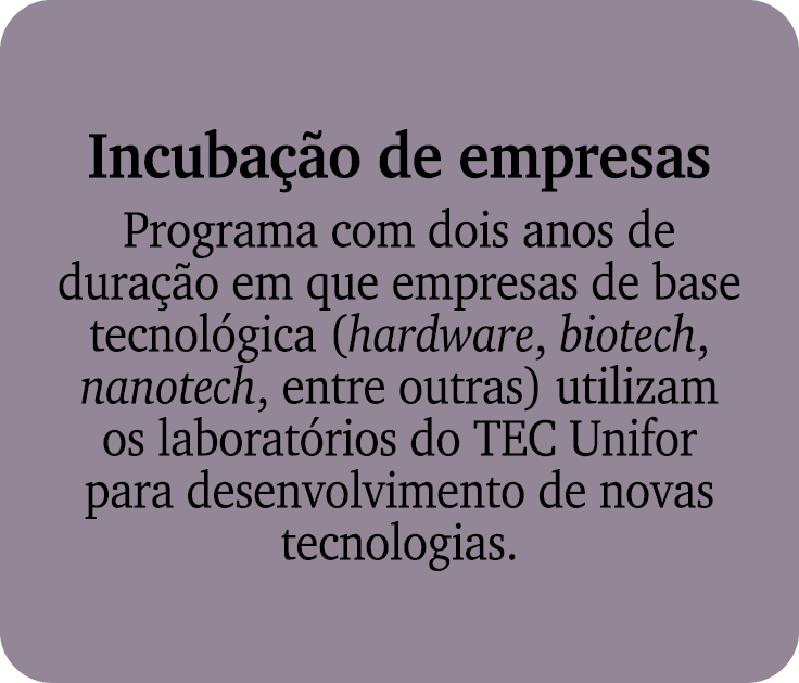 Incuba o de empresas Programa com dois anos de dura  o em que empresas de base tecnol gica (hardware, biotech, nanot...