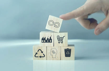 Circular economy concept. Sharing, reusing,repairing,renovating and recycling existing materials and products as much possible