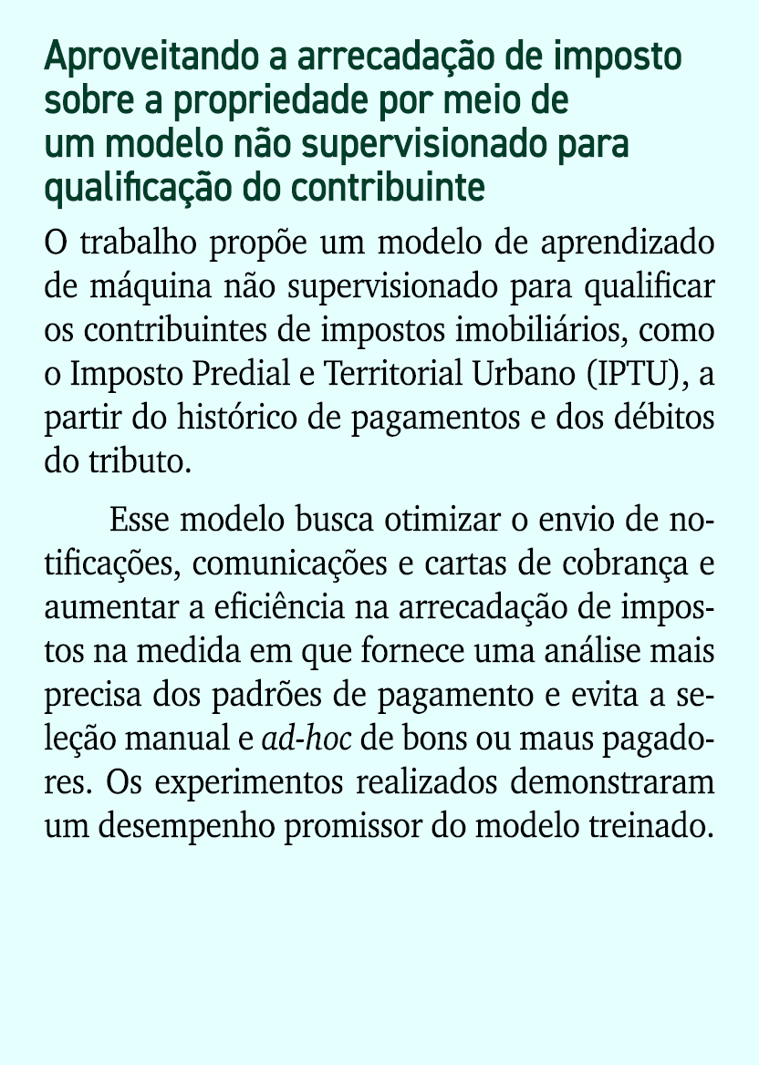 Aproveitando a arrecada o de imposto sobre a propriedade por meio de um modelo n o supervisionado para qualifica  o ...