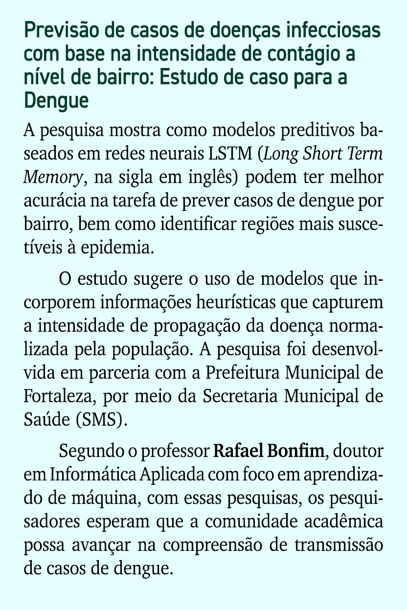 Previs o de casos de doen as infecciosas com base na intensidade de cont gio a n vel de bairro: Estudo de caso para a...