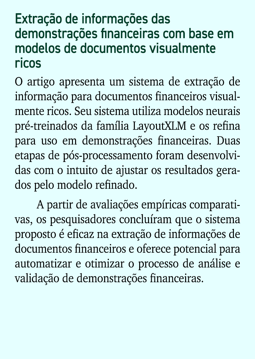 Extra o de informa  es das demonstra  es financeiras com base em modelos de documentos visualmente ricos O artigo ap...
