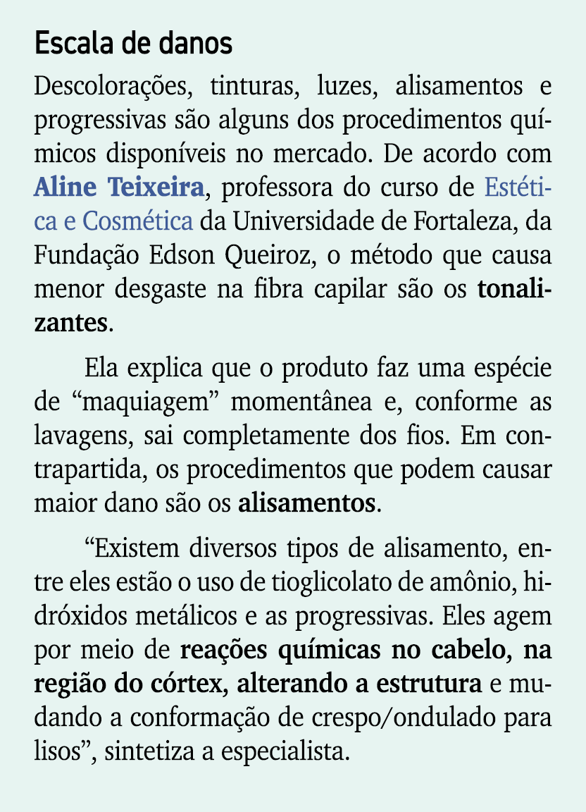 Escala de danos Descolora es, tinturas, luzes, alisamentos e progressivas s o alguns dos procedimentos qu micos disp...