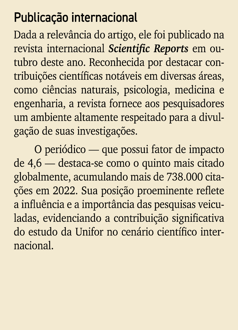 Publica o internacional Dada a relev ncia do artigo, ele foi publicado na revista internacional Scientific Reports e...