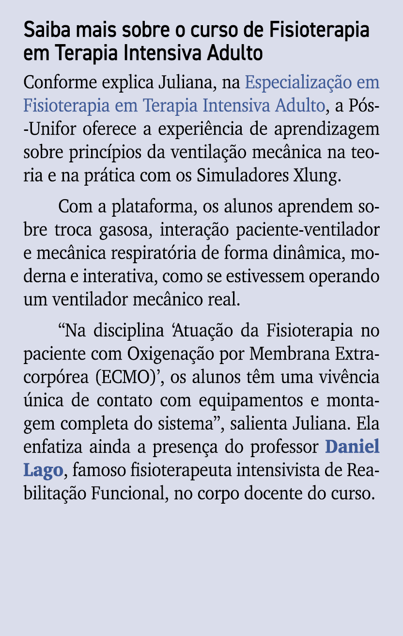 Saiba mais sobre o curso de Fisioterapia em Terapia Intensiva Adulto Conforme explica Juliana, na Especializa o em F...