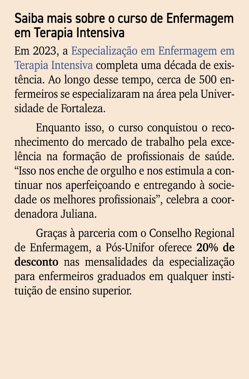 Saiba mais sobre o curso de Enfermagem em Terapia Intensiva Em 2023, a Especializa o em Enfermagem em Terapia Intens...