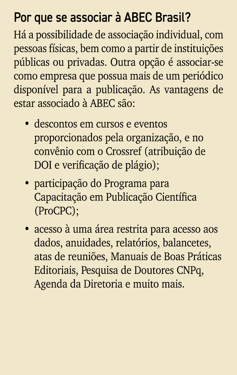 Por que se associar  ABEC Brasil? H  a possibilidade de associa  o individual, com pessoas f sicas, bem como a parti...
