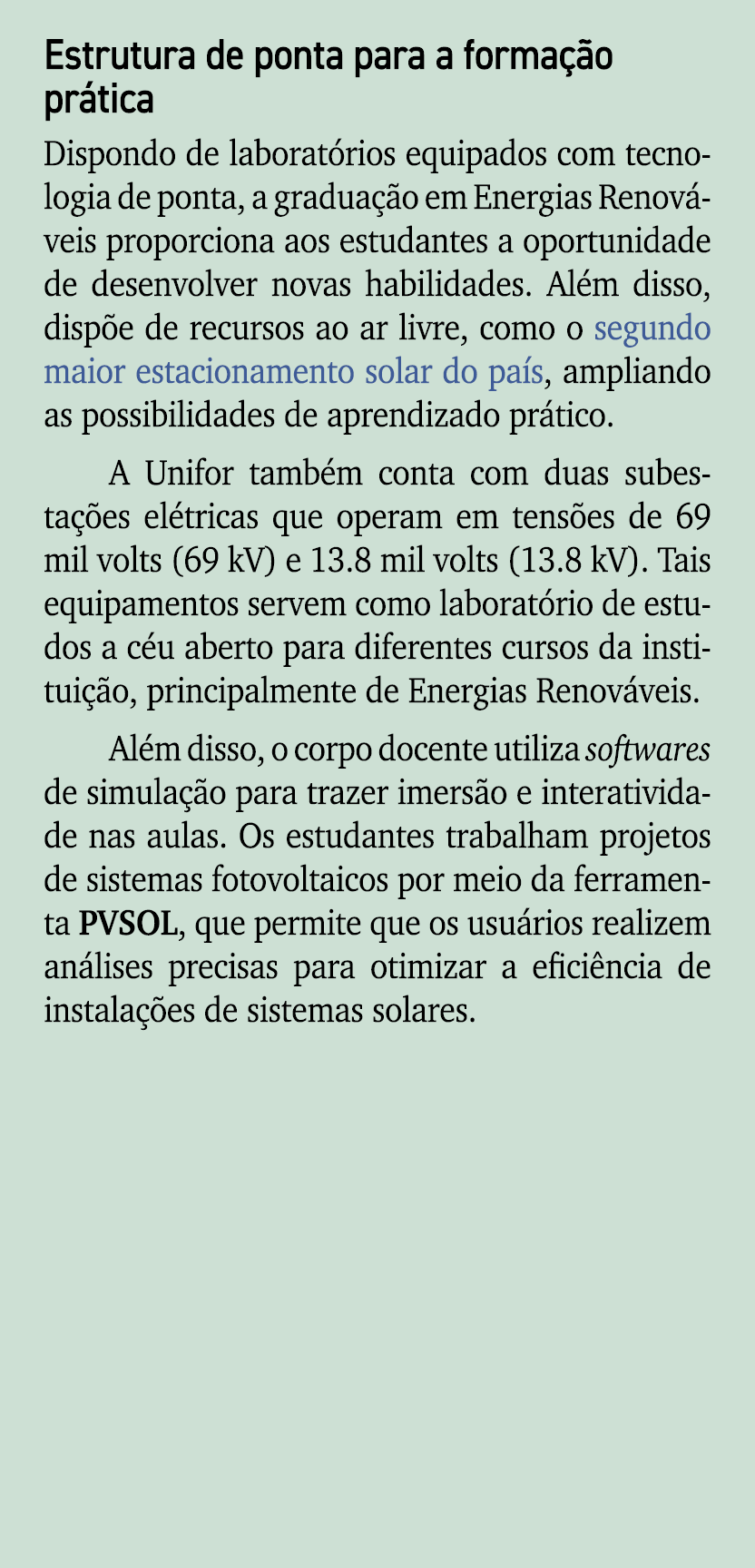 Estrutura de ponta para a forma o pr tica Dispondo de laborat rios equipados com tecnologia de ponta, a gradua  o em...
