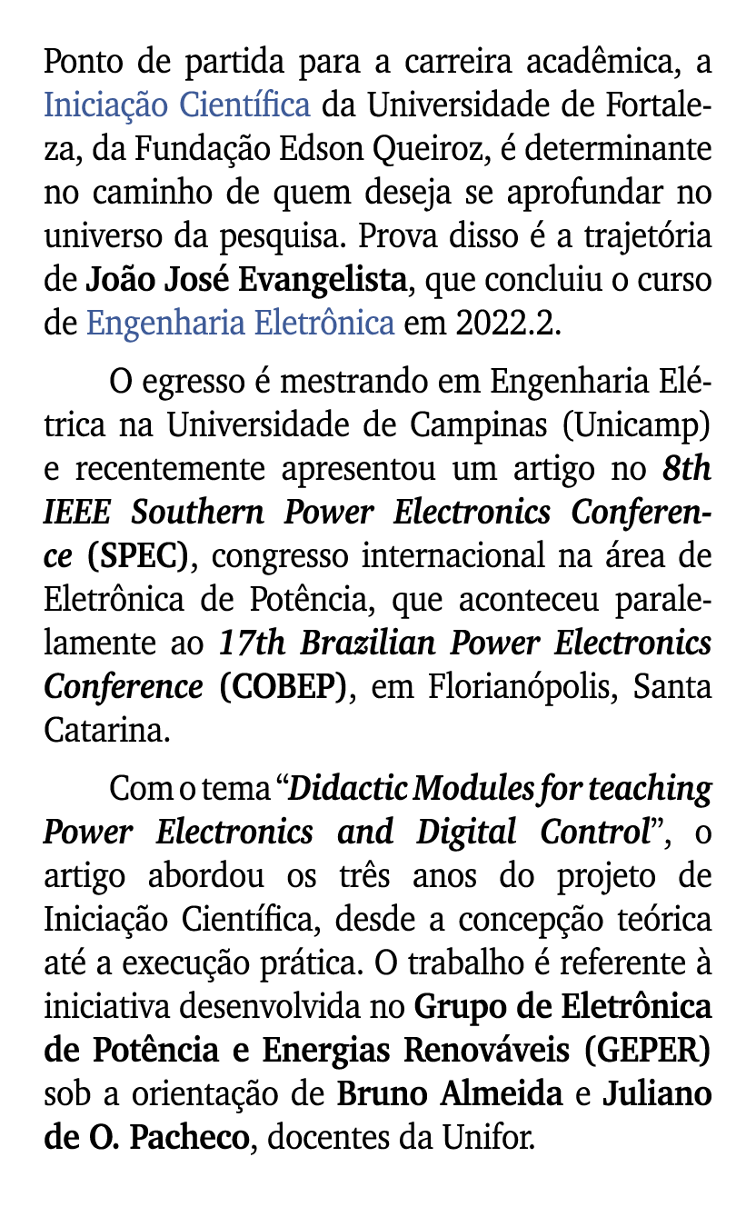 Ponto de partida para a carreira acad mica, a Inicia o Cient fica da Universidade de Fortaleza, da Funda  o Edson Qu...