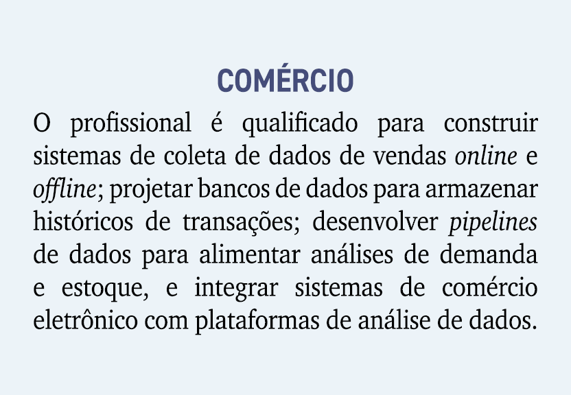 Com rcio O profissional  qualificado para construir sistemas de coleta de dados de vendas online e offline; projetar...