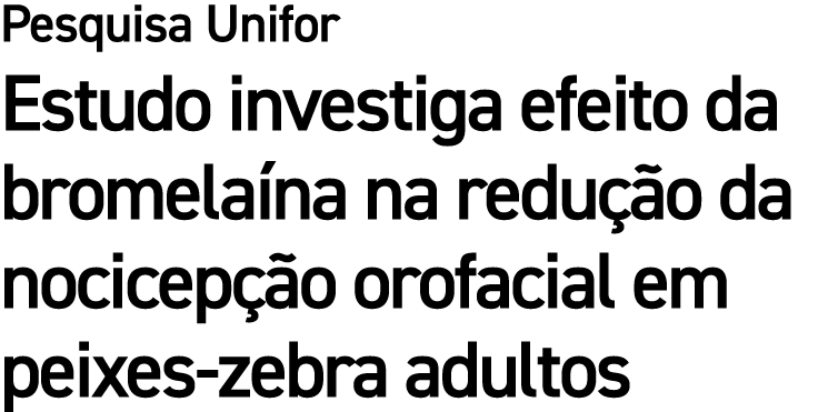 Pesquisa Unifor Estudo investiga efeito da bromela na na redu o da nocicep  o orofacial em peixes zebra adultos