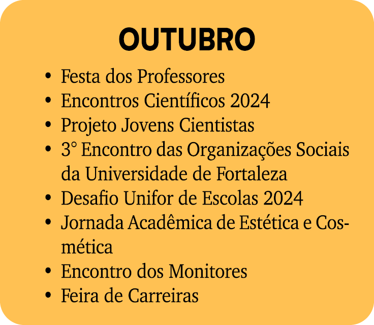 OUTUBRO Festa dos Professores Encontros Cient ficos 2024 Projeto Jovens Cientistas 3° Encontro das Organiza es Socia...