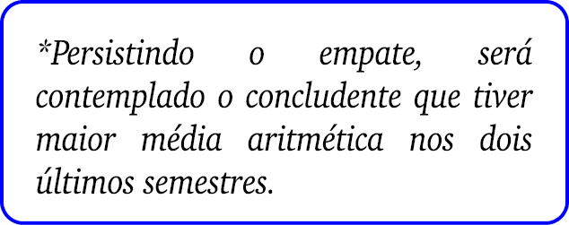 *Persistindo o empate, ser contemplado o concludente que tiver maior m dia aritm tica nos dois  ltimos semestres.