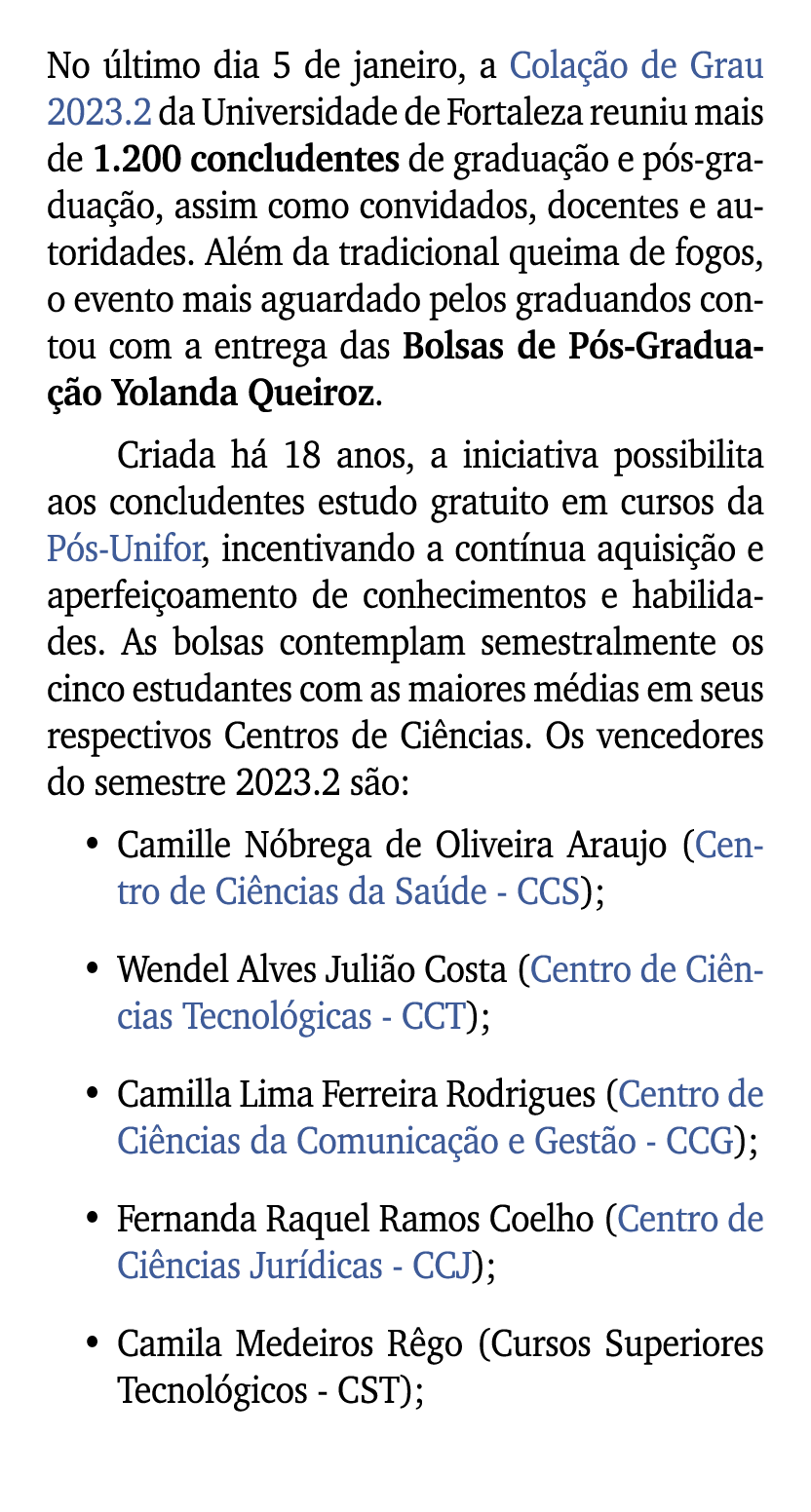 No ltimo dia 5 de janeiro, a Cola  o de Grau 2023.2 da Universidade de Fortaleza reuniu mais de 1.200 concludentes d...