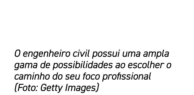 O engenheiro civil possui uma ampla gama de possibilidades ao escolher o caminho do seu foco profissional (Foto: Gett...