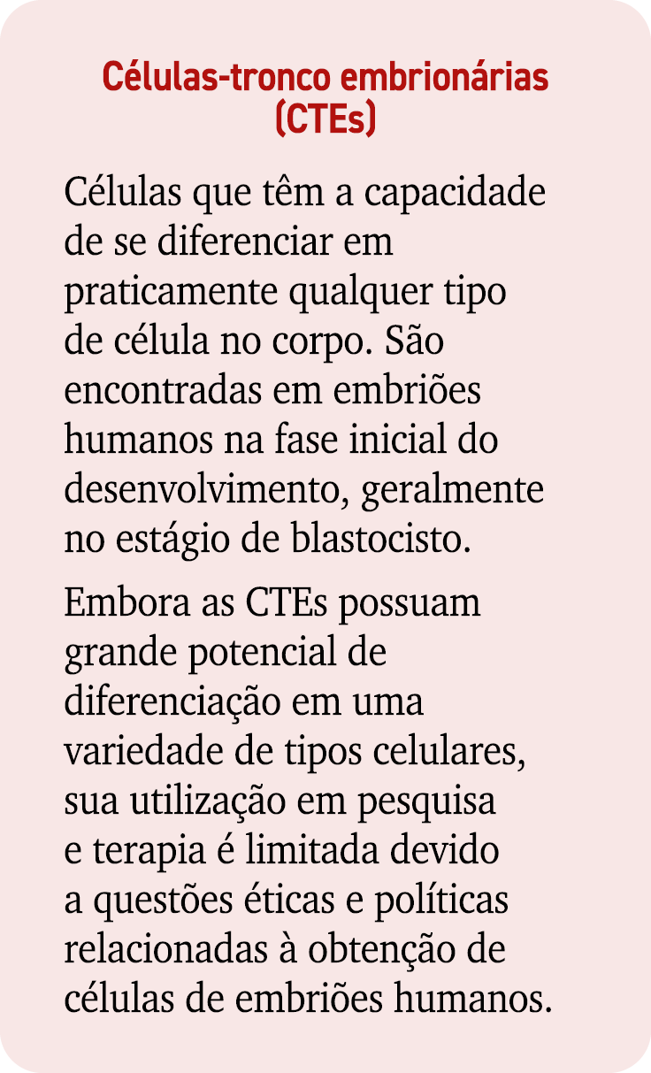 C lulas tronco embrion rias (CTEs) C lulas que t m a capacidade de se diferenciar em praticamente qualquer tipo de c ...