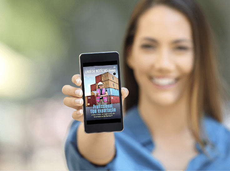 Girl hand showing a phone screen mock up on the street