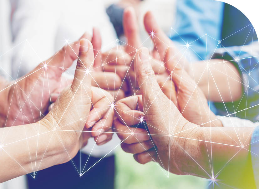 Business partners team achievement concept  Multi-ethnic diverse group of colleagues join hands together  Creative teamwork,business agreement  Important of teamwork 